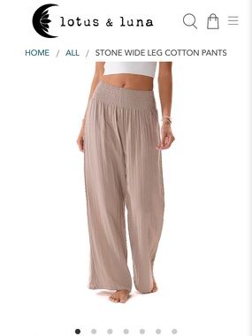 Lotus & Luna Stone Wide Leg Cotton Pants - Taupe